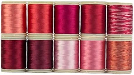 WonderFil, Specialty Threads, Splendor, 2-Ply Rayon Versatile Thread, 40wt, Red - Set of 10