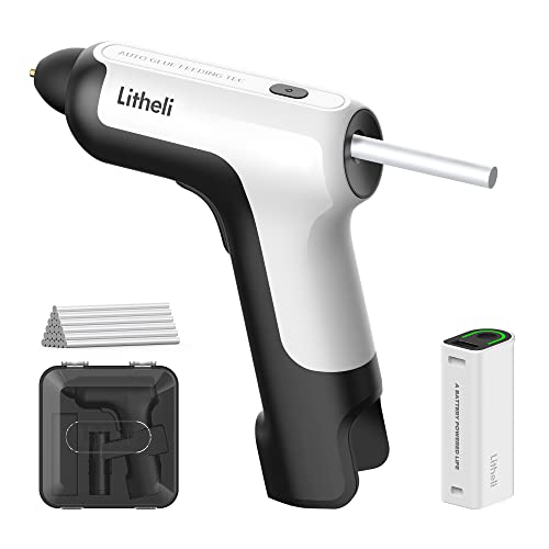 Litheli グルーガン コードレス 着脱式バッテリー 30s 急速加熱 Type C 充電式 スティック20本付き 最長作業時間 60分 強力粘着 DIY 補修 接合 手芸 木工 粘着工具