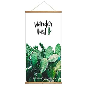 Hanging Poster Wooden Framed Fashion Beautiful Cactus Theme Home Wall Canvas Prints Ready to Hang - 18"x36"