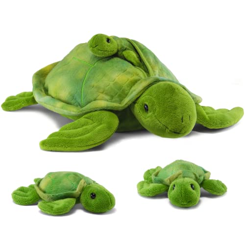 PREXTEX Plush Turtle Stuffed Animal with 3 Turtle Baby Stuffed Animals