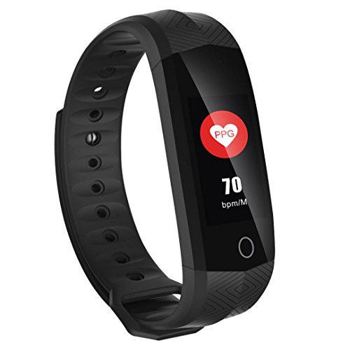 Boofab Fitness Tracker Blood Pressure Heart Rate Monitor Waterproof Activity Tracker Bluetooth Wireless Smart Wristband Bracelet CD02 (Black)
