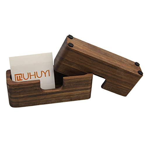 Muhuyi Wood Business Card Display Holder Office Business Card Desk Holder Business Card Stand Business Card Holder, 2 Pack - Thumbnail 3
