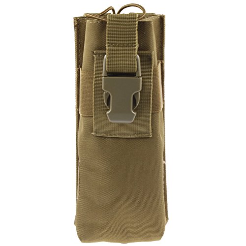 KENMAX Waterproof Tactical Military Police Hunting Walkie Talkie 600D Molle Radio Kettle Pouch Bag(Khaki)