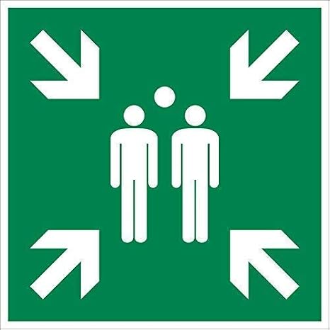 Schild 'Sammelplatz' 20x20 Cm, Kunststoff Nach ISO 7010 – Sicherheitskennzeichnung Für Notfälle