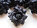 (24) Silk Black Roses Flower Head - 1.75