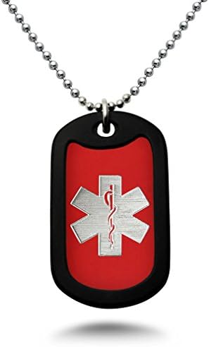 Medical Alert ID, Personalized Custom Engraved Medical Alert ID Aluminum Dog Tag Necklace