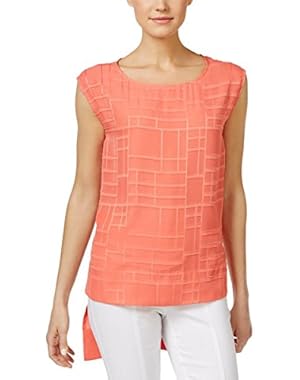 Calvin Klein Womens Chiffon Textured Blouse