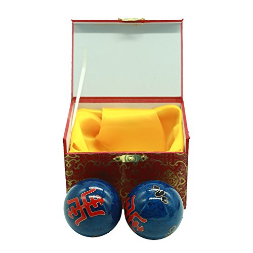 2''Baoding Health Balls Chinese Exercise Stress Balls Craft Collection(Ancient Chinese characters) BS162(L, blue)