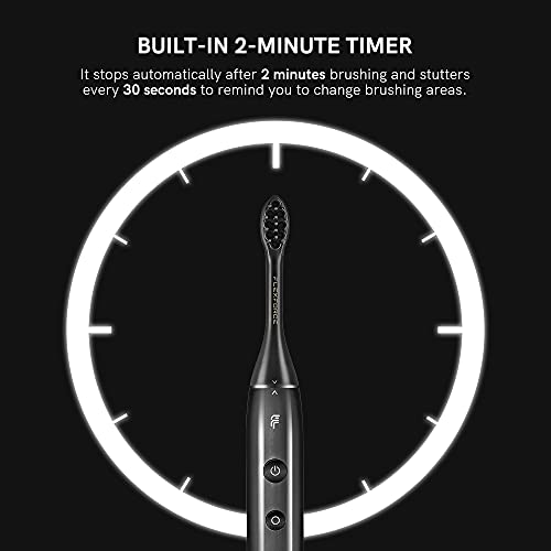 Electric Toothbrush, Sonic Rotation for Adults with 4 Brush Heads with Dupont Bristles, 1 Travel Case, 1 Dental Floss, 2 Minute Timer, Wireless Rechargeable Battery 1000mAh Lasts for 30 Days, Gray U1B