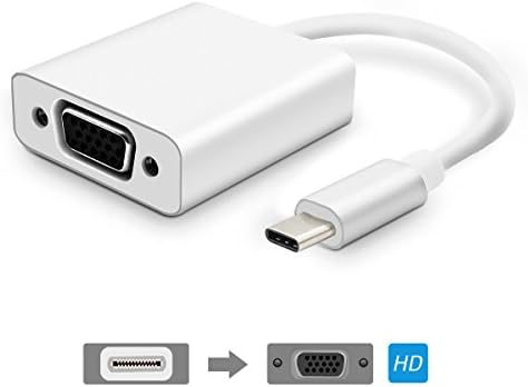 Type USB C Thunderbolt 3 (male) to VGA (female) 4K Adapter, USB 3.1 (USB-C) Hub for 2016 / 2017 MacBook Pro, Samsung S8 / S8 Plus, Chromebook Pixel and More - Aluminum, Silver