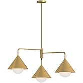 Alora Mood Remy 38" Chandelier | Brushed Gold Finish | Matte Opal Glass Shades | Japandi Modern Decorative Ceiling Light | Ma