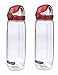 Nalgene Tritan On The Fly Water Bottle, Clear w/ Red/White Set of 2, 24Oz