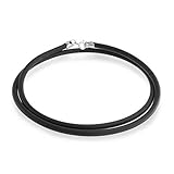 Bling Jewelry Black Rubber Cord Necklace with Silver Plated Clasp