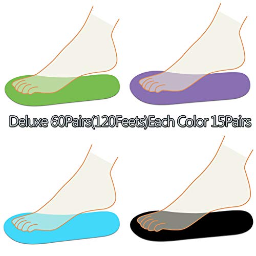 Deluxe 60Pairs(120Feets) Spray Tan Stick on Feet Pads Protectors PRO Sunless Airbrush Spray Tanning Tent Foot Protection(4 Colors)