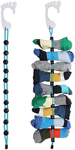 Mecar Sock Organizer,Easy Clips &amp; Locks Paired Socks without Ties,Bags or Dividers for Laundry,2 Pcs,Blue