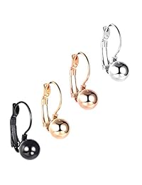 Miraculous Garden 4 pares de pendientes de aro de 0.315 in de bola para mujer de acero inoxidable