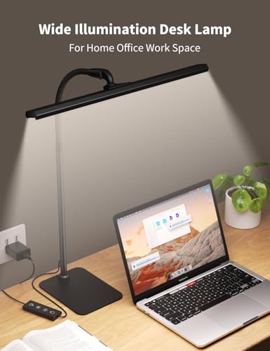 LED Desk Lamp Table Light: Desk Lamps with Flexible Gooseneck, 5 Brightness Levels, Adjustable Height, Dimmable Colours for Office, Reading, Study