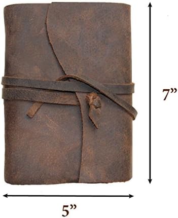 Handmade Genuine Leather Journal Notebook with Wrap Around Closure (Genuine Buffalo Hide) (Real Leather) By Mountain Top Trade 5"x7"