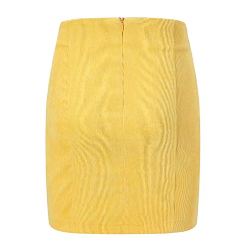 VICCKI Women Casual Sexy High Waist Pencil Zipper Bodycon Hip Short Mini Skirt Yellow - Thumbnail 7