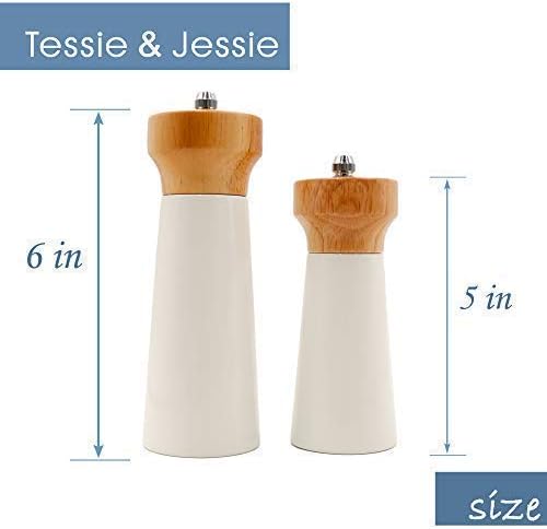 White Salt and Pepper Shakers Wooden Pepper Salt Grinder Set Pepper Mill Salt Pepper Shakers - Image 3