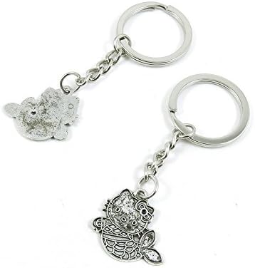 100 Pieces Keychain Keyring Door Car Key Chain Ring Tag Charms Bulk Supply Jewelry Making Clasp Findings G2BF8R Charming Kitty Mermaid