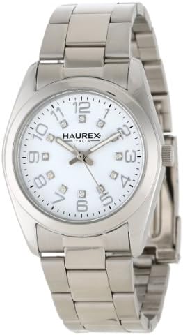 Haurex Italy Women's 2A388DWW Narciso Round Stainless Steel White Dial Swarovski Watch
