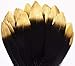 TommoT 50 Pcs 6-8 Inch Gold Dipped Natural Black Goose Feathers for Party Dress-ups and DIY Crafts