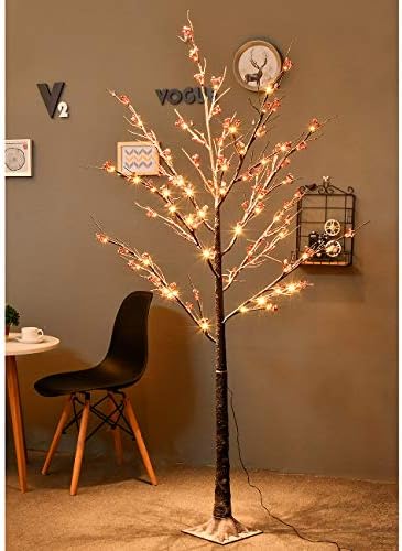 Bolylight 6FT 96 LED Snow Flower Tree Artificial Decorations for Home/Bedroom/Office/Party/Wedding/Festival/Christmas Indoor and Outdoor Warm White