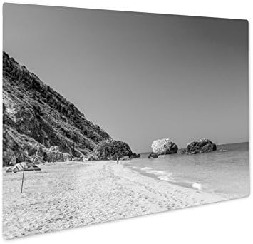 Ashley Giclee Megali Petra Beach Lefkada Island Levkas Lefkas Ionian Sea, Wall Art Photo Print On Metal Panel, Black &amp; White, 16x20, Floating Frame, AG5612761