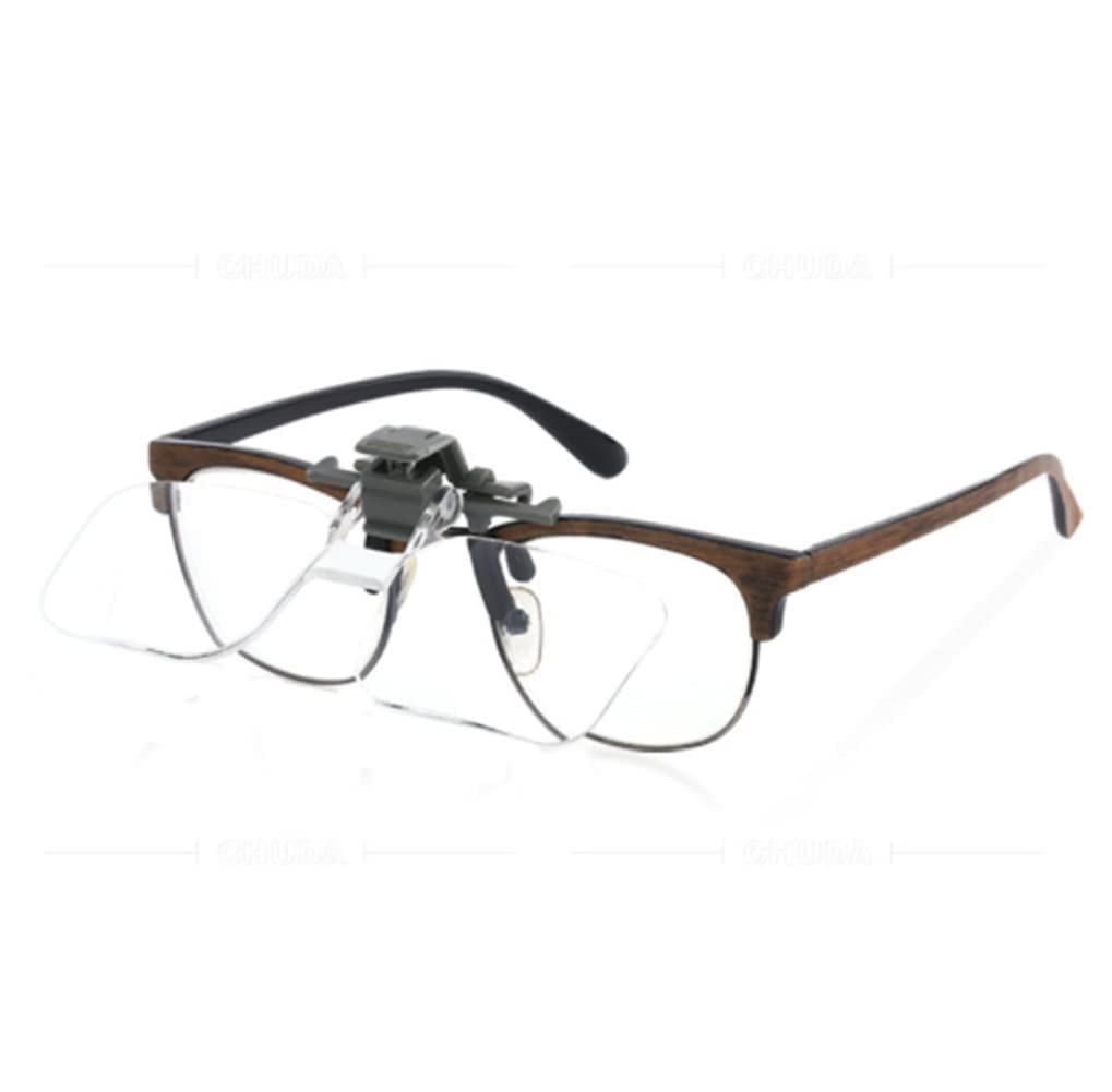 Clip-On 2X Magnifier Hands Free Reading Glasses Head Eyeglass Magnifying Lenses Jewelry Loupe Glasses Portable Magnifier Lens for Reading Electronics Watch Repair Needlework Crafts