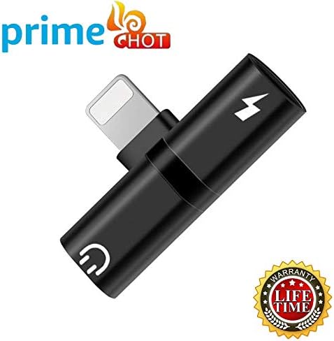 Headphone Adapter for X/XS/XR MAX/8/8Plus/7/7Plus Earphone Adapter Headphone Connector Converter 2 in 1 Aux Audio Accessories Charge and Music, Quick Charge Fast Car Adapter (Black)