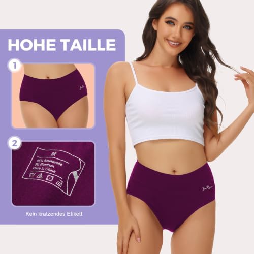 Unterhosen Damen Baumwolle Hohe Taille Slip 5er Pack Mehrfarbig XL