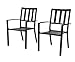 EMERIT Patio Wrought Metal Indoor Outdoor Stackable Dining Arm Chairs Set of 2,Black