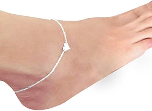 Women Anklet, kaifongfu Multi Layer Silver Crystal Ball Bracelet Anklet Ankle Foot Chain Women Jewelry for Valentine’s Day (Silver Heart)