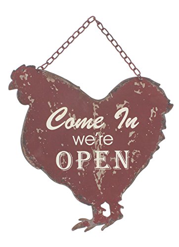 Park Hill Open/Closed Vintage Style Metal Farm Animal Sign (Rooster) - Thumbnail 2