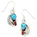 Made in USA By Navajo Artist Rita Dawes Beautiful Sterling-Silver Turquoise & Coral Drop-Earring