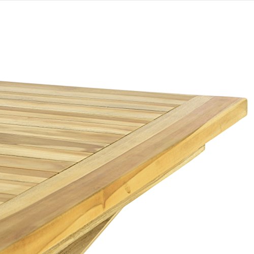 Divero Balkontisch Gartentisch Beistelltisch Teak Holz Tisch für Terrasse Balkon Garten – wetterfest massiv unbehandelt – 80 x 80 cm Natur-braun – Bild 4