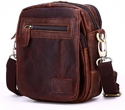 Men's Crazy Horse Genuine Leather Waist Pack 6 inches Cellphone Bag Small Messenger Bag Shoulder Bag Satchel Waist Bag Belt Bag (brown)