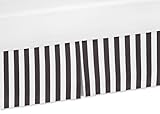 Sweet Jojo Designs Black and White Stripes Crib Bed Skirt Dust Ruffle for Paris Collection Bedding Sets