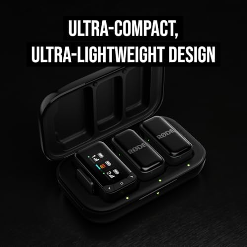 Wireless Micro - Kompaktes kabelloses Mikrofon-Kamerakit, Zwei Mikrofone mit Kamerareceiver, Smartphone-Receiver und Ladecase für die Inhaltserstellung - USB-C, Schwarz