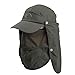 Crytech 3-in-1 Uv Sun Protection Fishing Cap Breathable Bonnie Bucket Hat with Visor Brim Safari Cap with Face Cover Removable Neck Face Flap Gardener Hat Golf Baseball Hat for Women Men (Army Green)thumb 1