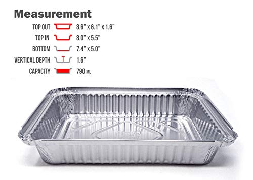 Fig & Leaf (120 Pack) Premium 1.5-LB Takeout Pans with LIDS l Shallow Depth 8.6" x 6.1" x 1.6" l Top Choice Disposable Aluminum Foil for Catering Party Meal Prep Freezer Drip Pans BBQ Potluck Holidays - Thumbnail 2