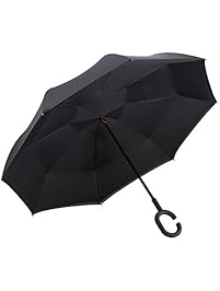 Ylovetoys Inverted Umbrella Double Layer Windproof Reverse Umbrella for Car and Outdoor Use