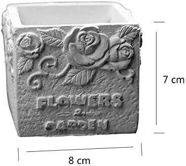 Silicone Mold Concrete Flowerpot Square Shape with Lace Pattern Handmade Cement Planter Mould