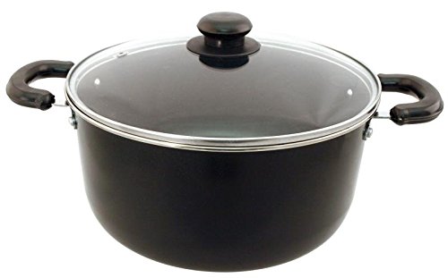 Euro-Ware 406 Traditional Carbon Steel with Non-Stick Coating Dutch Oven Includes Glass Vented Lid, Medium/5 quart, Black
