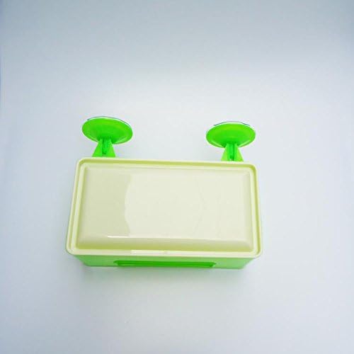 Comfspo Compact Plastic Tissue Box Holder With Double Suckers Tissue Box Cover Toilet Paper Holder Dispenser for Your Home, Bathroom and Office