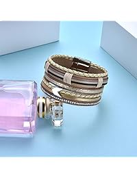 Retro Woven Style Bracelet Wrap Hoop Magnetic Buckle Bangle Women Bohemian Ethnic Wristlet Cuff Leather Jewelry Fashion Friendship Party Holiday