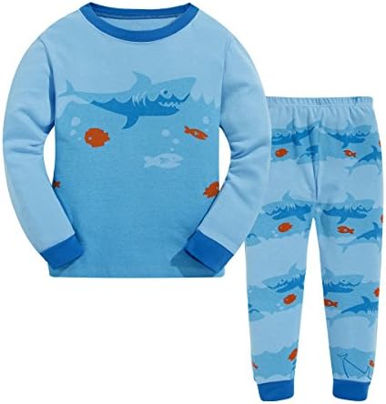Toddler Pajamas, Boys Shark 100% Cotton 2 Piece Sleepwear Kids Pants PJS Set