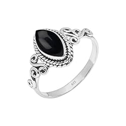 Black Onyx Stone Ring 925 Sterling Silver Statement