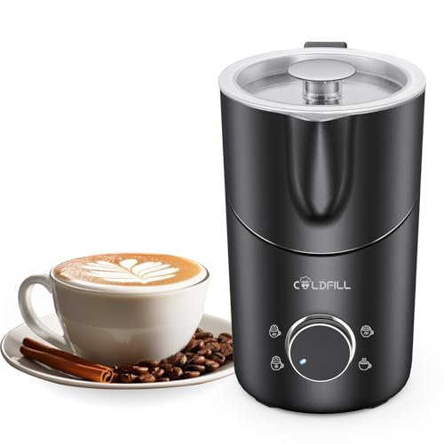 COLDFILL 8-in-1 Electric Milk Frother, Hot and Cold Foam, Dense and Smooth Foam, 400 ml, Anti-Burning Protection, Dishwasher Safe, Removable Stainless Steel